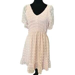 New ~ TECREW ~ V-Neck Smocked Mini Dress Size L FALL